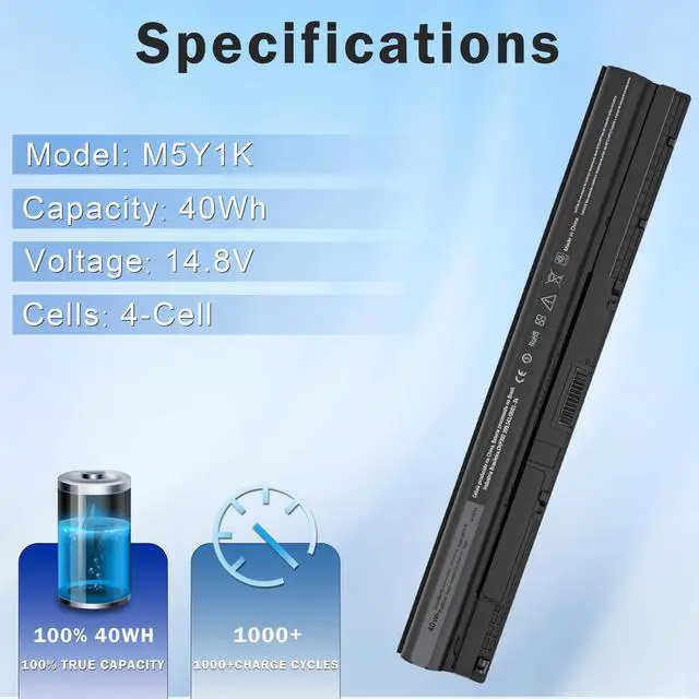 Alt view image 4 of 5 - M5Y1K Laptop Battery for Dell Inspiron 14 15 17 3000 5000 Series 3451 3458 3551 3552 3558 3567 5458 5558 5559 5755 5756 5758 5759 GXVJ3 HD4J0 K185W WKRJ2 VN3N0 991XP 07G07 78V9D P47F P51F P52F P63F