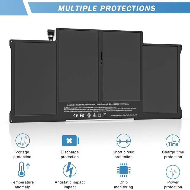 Alt view image 5 of 5 - YUERYE A1466 Battery for MacBook Air 13 inch A1466(Mid 2012, Mid 2013, Early 2014, Early 2015,2017) A1369(Late 2010, Mid 2011 Version) High Performance 7200mAh fits A1496 A1405 A1377 [Upgraded 3.0]