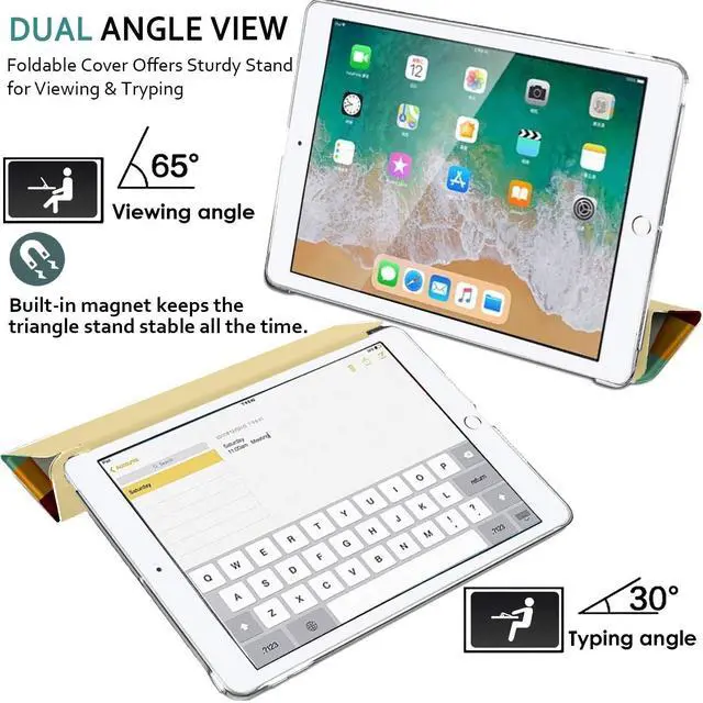 Alt view image 4 of 5 - DuraSafe Cases for iPad PRO 12.9 Inch 4th [ Pro 12.9 4 Generation 2020 ] A2229 A2069 MY3K2LL/A MY3J2LL/A MY2H2LL/A MY2J2LL/A Trifold Printed PC Lightweight Protective Clear Back Cover - Color Grid