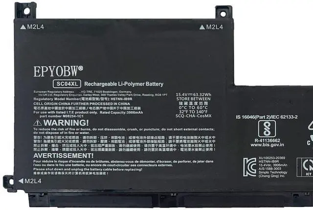 Alt view image 2 of 5 - EPYOBW SC04XL Battery 63.32Wh Compatible with HP Envy 14-EB 14-EB0376NG 14-EB0010NR 14-EB0775NG Series Laptop HSTNN-IB9R M07392-005 M08254-1C1 L777034-005 SC04063XL 3906mAh 15.2V