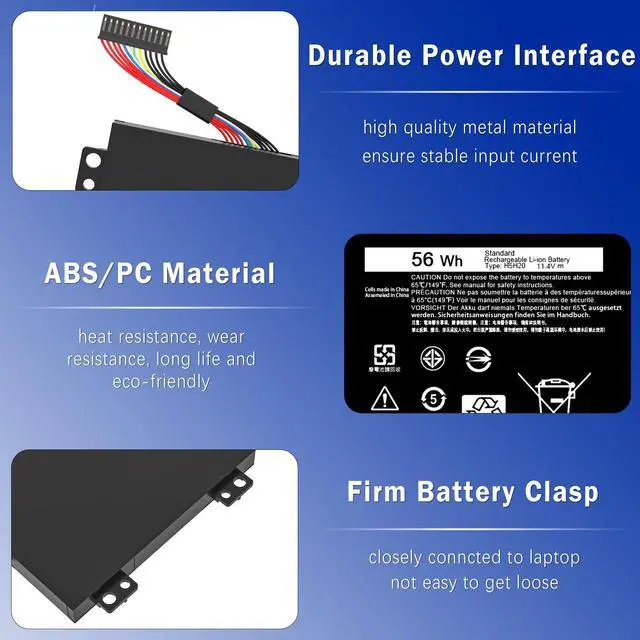 Alt view image 2 of 5 - H5H20 RRCGW Laptop Battery Compatible with Dell XPS 15 9550 9560 9570 9590 Inspiron 7590 7591 Precision 5510 5520 5530 5540 Series P56F P56F001 5D91C 05D91C 62MJV 062MJV M7R96 0RRCGW 5041C 05041C 56Wh