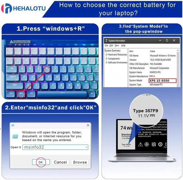 Alt view image 4 of 5 - H5H20 RRCGW Laptop Battery Compatible with Dell XPS 15 9550 9560 9570 9590 Inspiron 7590 7591 Precision 5510 5520 5530 5540 Series P56F P56F001 5D91C 05D91C 62MJV 062MJV M7R96 0RRCGW 5041C 05041C 56Wh