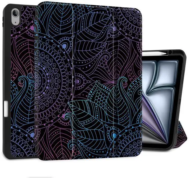 Main image of DONGKE for iPad Air 13 Inch Case M3 2025, M2 2024 - [Built-in Pencil Holder] Slim Trifold Stand Shockproof Protective Cover with Soft TPU Back Support Auto Sleep/Wake - Mandala