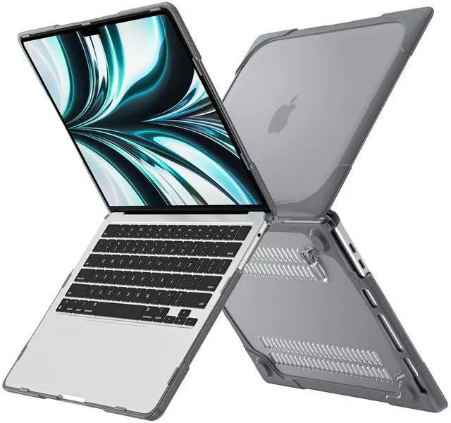 Alt view image 5 of 5 - DONGKE for MacBook Air 13 Inch Case 2021 2020 2019 2018 A2337 M1 A2179 A1932 with Retina Display & Touch ID, Heavy Duty Rugged Shockproof Plastic Hard Shell with Fold Kickstand - Gray