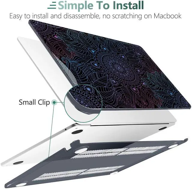 Alt view image 4 of 5 - DONGKE Compatible with M4 MacBook Air 15 inch Case 2025 2024 2023 A3241 A3114 A2941 M3 M2 Liquid Retina Display Touch ID, Plastic Hard Case & Keyboard Skin & Screen Protector - Mandala