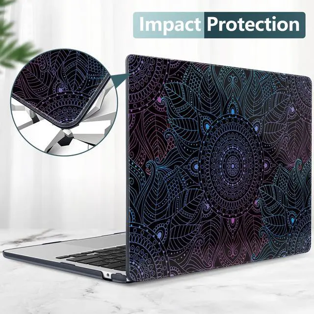 Alt view image 5 of 5 - DONGKE Compatible with M4 MacBook Air 15 inch Case 2025 2024 2023 A3241 A3114 A2941 M3 M2 Liquid Retina Display Touch ID, Plastic Hard Case & Keyboard Skin & Screen Protector - Mandala