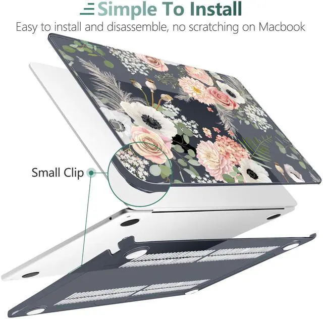 Alt view image 3 of 5 - DONGKE Compatible with M4 MacBook Air 15 inch Case 2025 2024 2023 A3241 A3114 A2941 M3 M2 Liquid Retina Display Touch ID, Plastic Hard Case & Keyboard Skin & Screen Protector - Dried Flowers