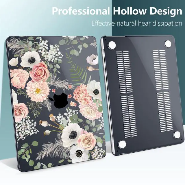 Alt view image 4 of 5 - DONGKE Compatible with M4 MacBook Air 15 inch Case 2025 2024 2023 A3241 A3114 A2941 M3 M2 Liquid Retina Display Touch ID, Plastic Hard Case & Keyboard Skin & Screen Protector - Dried Flowers