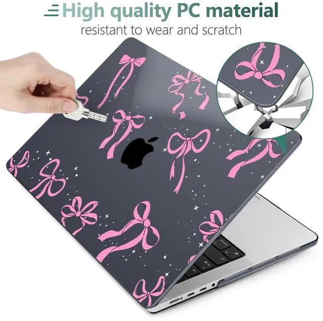 Alt view image 5 of 5 - DONGKE for M4 MacBook Pro 14 inch Case 2024 2023 2021 A3112 A3401 A3185 M3 A2918 A2992 M2 A2779 M1 A2442 Pro Max with Retina XDR Display & Touch ID, Plastic Hard Shell Cover, Bows & Stars