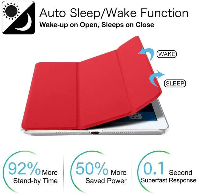 Alt view image 4 of 5 - DuraSafe Cases for iPad 9.7 Inch 2013 Air 1st Generation [ Air 1 ] MD785LL/A MD788LL/A MD786LL/A MD789LL/A MD787LL/A MD790LL/A Ultra Slim Smart Auto Sleep/Wake PC Cover - Red