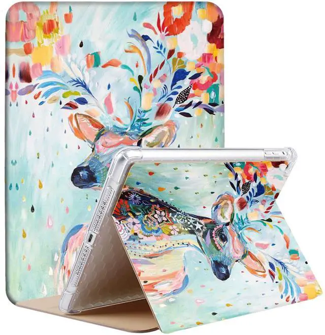 Main image of DuraSafe Cases for iPad 5th / 6th Gen & Air 1st / 2nd Gen - 9.7" A1893 A1822 A1566 MRJN2LL/A MR7G2LL/A MP2F2LL/A MP2G2LL/A Book Cover with Air Cushion Corner for Extra Shock Protection - Deer Print