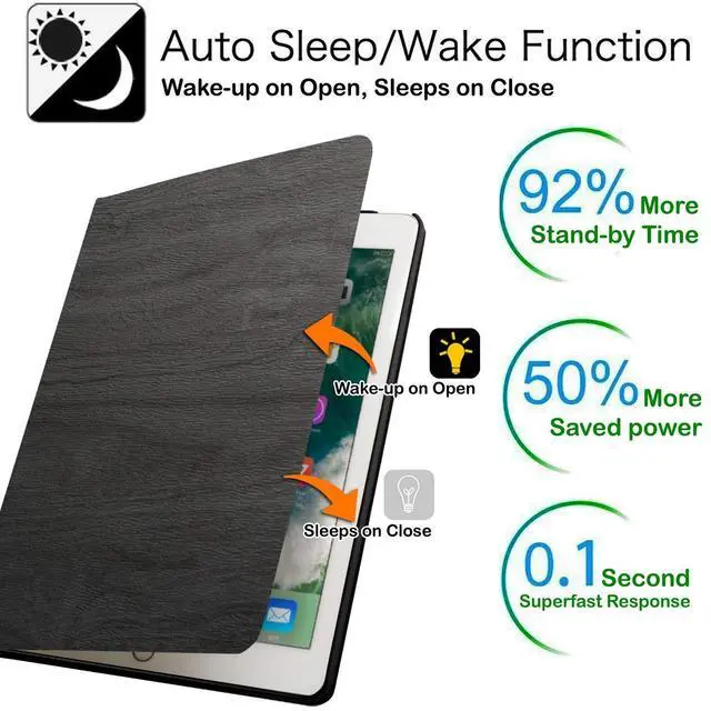 Alt view image 3 of 5 - DuraSafe Case for iPad PRO 10.5 Inch 2017 / Air 3 (3rd Gen) 10.5 Inch 2019 [ A1701 A1709 A2152 A2123 A2153 A2154 ] Smart Cover Slim Folio, Auto Sleep/Wake - Black (Tree)