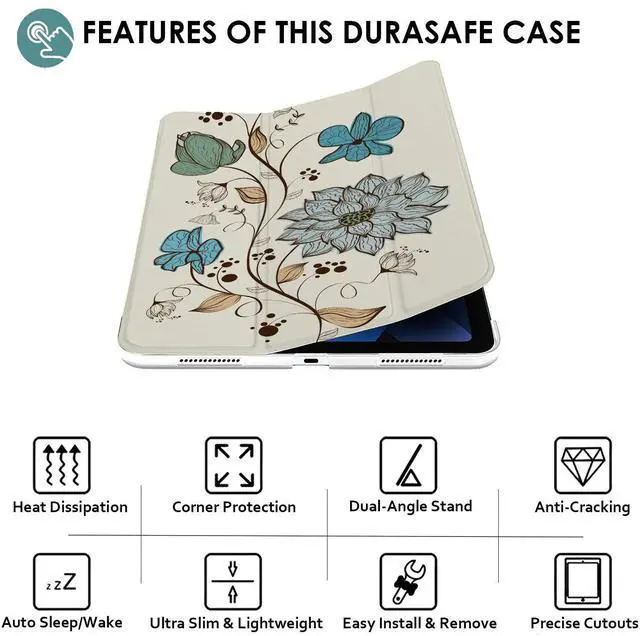Alt view image 3 of 5 - DuraSafe Cases for iPad PRO 12.9 Inch 3rd Gen [ Pro 12.9 2018 3 Gen ] A1876 A2014 A1895 A1983 MTEL2LL/A MTFN2LL/A MTFL2LL/A MTFP2LL/A Smart Auto Sleep/Wake Printed PC Cover - Watercolor Flowers