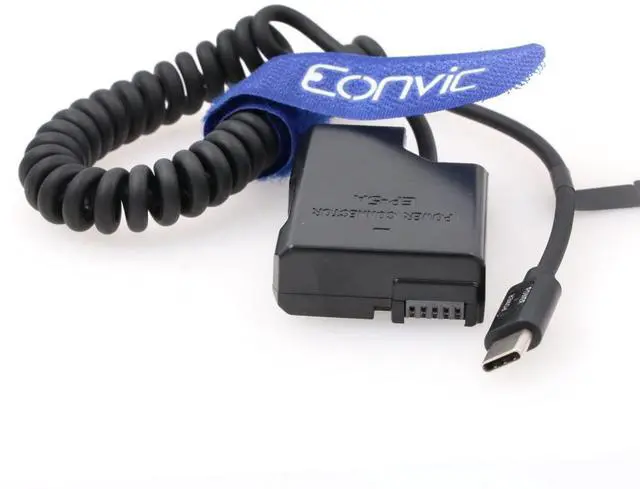 Main image of Eonvic EP-5A to USB Type C Power Cable EN-EL14 EP-5A Dummy Battery Connector Kit Replacement Power Supply Cable for D3100 D3300 D3400 D5200