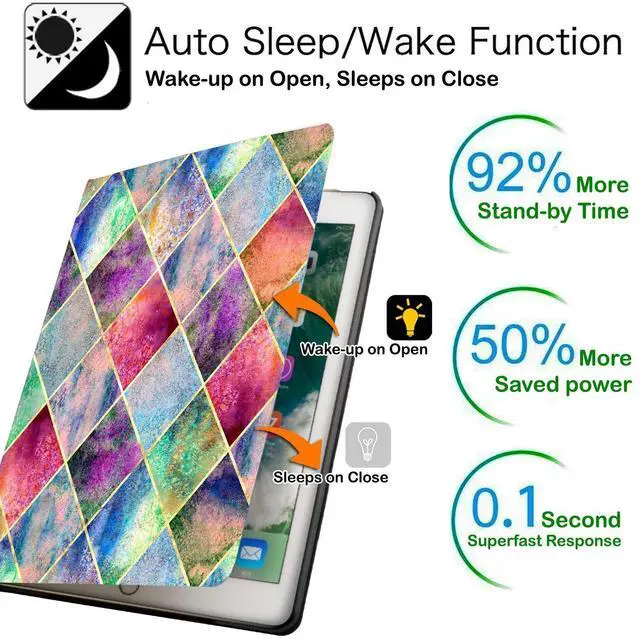 Alt view image 3 of 5 - DuraSafe Cases for iPad 7.9 Inch Mini 4 2015 Mini 5 2019 [ Mini 4th / 5th Gen ] A1538 A1550 A2133 A2124 A2126 A2125 Printed Folio Magnetic Smart Protective Sleek & Classic Design Cover - Diamond Grid