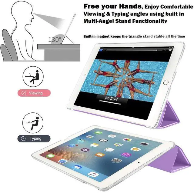 Alt view image 3 of 5 - DuraSafe Cases for iPad Air 3 2019 10.5 Inch [ Air 3rd Gen ] A2152 A2123 A2153 A2154 Trifold Hard Smart PC Translucent Back Cover - Lavender