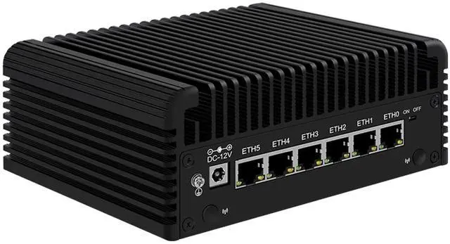 Main image of 6 LAN 2.5G Firewall Router 12th Gen N150 6X i226-V Fanless Mini PC DDR5 2xHDMI2.1 USB3.2 Type-C pf-Sense Proxmox,No Ram No SSD
