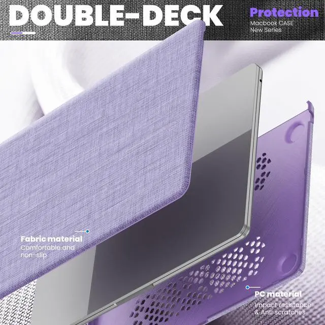 Alt view image 4 of 5 - DTangLsm for M4 MacBook Air 13 inch Case 2025 2024-2022 M4 A3240 M3 A3113 M2 A2681 Touch ID, Woven Fabric Textured Hard Shell Case with Foldable Kickstand&Keyboard Cover for MacBook Air M2 13", Purple