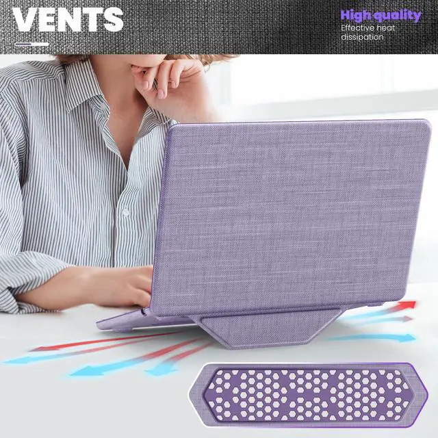 Alt view image 5 of 5 - DTangLsm for M4 MacBook Air 13 inch Case 2025 2024-2022 M4 A3240 M3 A3113 M2 A2681 Touch ID, Woven Fabric Textured Hard Shell Case with Foldable Kickstand&Keyboard Cover for MacBook Air M2 13", Purple