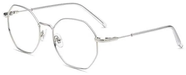 Main image of Firmoo Polygon Blue Light Blocking Glasses for Woman Men, Silver Blue Light Filter Computer Glasses Reduce Eyestrain Headache Metal Glasses