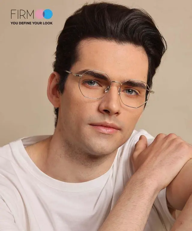 Alt view image 3 of 5 - Firmoo Polygon Blue Light Blocking Glasses for Woman Men, Silver Blue Light Filter Computer Glasses Reduce Eyestrain Headache Metal Glasses