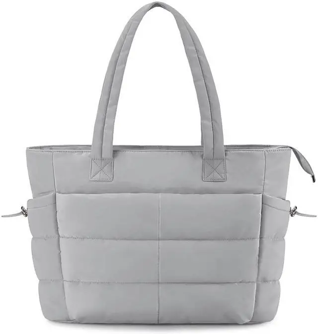 Main image of Laptop Tote Bags For Women Work Puffer Shoulder Bag with Zipper Quilted Satchel Handbags For Travel School Gym Light Waterproof