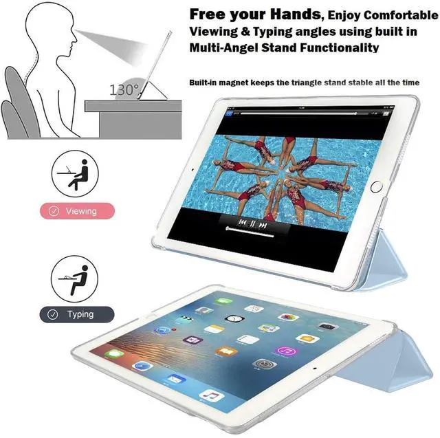 Alt view image 5 of 5 - DuraSafe Cases for iPad 7.9 Inch Mini 4th [ Mini 2015 4 Gen ] MK6K2LL/A MK6J2LL/A MK6L2LL/A MK9J2LL/A MK9H2LL/A MK9G2LL/A Ultra Slim Smart Auto Sleep/Wake PC Cover - Light Blue