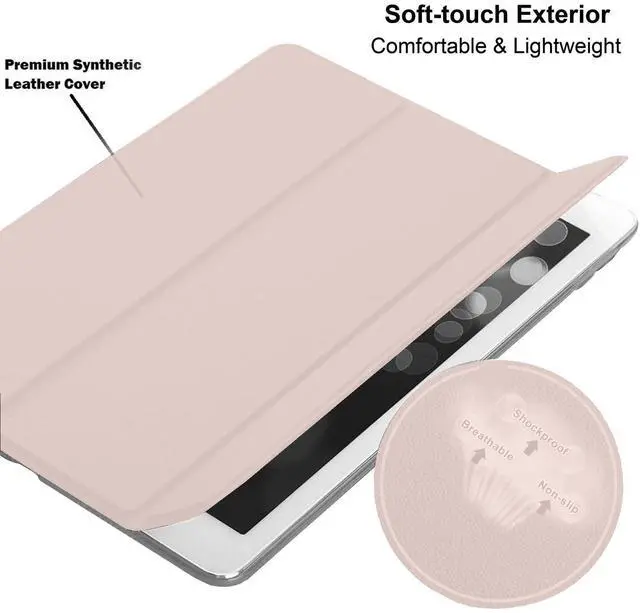 Alt view image 4 of 5 - DuraSafe Cases for iPad PRO 9.7 Inch [ PRO 9.7 2016 ] MLPX2LL/A MLPW2LL/A MLPY2LL/A MLYJ2LL/A Trifold PC Lightweight Smart PU Leather Protective Hard Back Cover - Light Pink