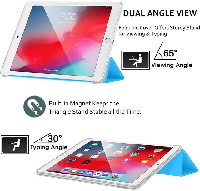 Alt view image 4 of 5 - iPad 9.7 5th 6th Gen Air 1st 2nd Gen [iPad 5 6 Air 1 2] A1893 A1822 A1566 MP242LL/A MP252LL/A MPGA2LL/A MH2U2LL/A MH0W2LL/A MD785LL/B MD788LL/B Lightweight Protective PC Dual Angle Stand Cover - Blue