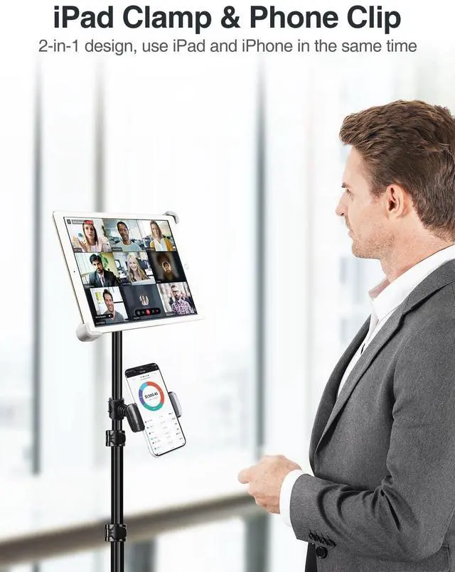 Alt view image 2 of 5 - elitehood Ipad Tripod Stand, Height Adjustable iPad Stand Holder & iPad Floor Stand with 360deg Rotating Mount for iPad Mini, iPad Air, iPad Pro and All 7.9-11.9 Inch Tablets