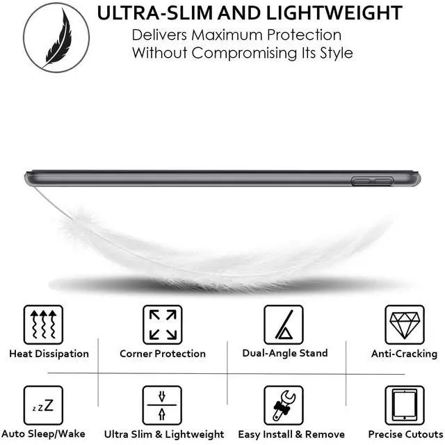 Alt view image 5 of 5 - DuraSafe Cases for iPad 6th Gen 2018 5th Gen 2017 9.7 Inch [iPad 5th 6th ] A1893 A1954 A1822 A1823 MP252LL/A MPGA2LL/A MRM52LL/A MR702LL/A MR6Y2LL/A PC Smart PU Leather Hard Back Cover - Black