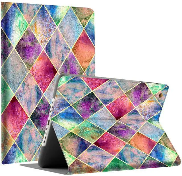 Main image of DuraSafe Cases for iPad Mini 6 8.3 Inch 2021 [ Mini 6th Gen ] A2567 A2568 A2569 MK7M3LL/A MLWL3LL/A MK7R3LL/A MK7P3LL/A MK7T3LL/A Printed Folio Smart Sleek & Classic Design Cover - Diamond Grid