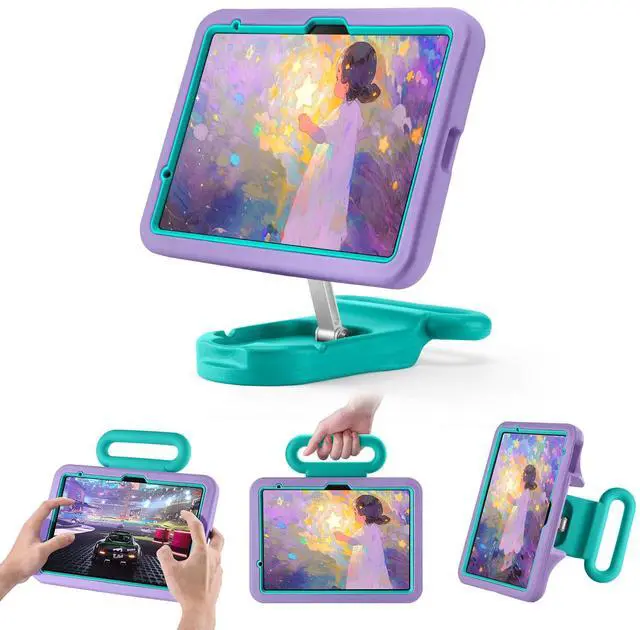 Main image of Kids Case for iPad (A16) 11th/10th Gen 10.9'' 2025/2022,Shockproof Handle Stand Case,Child-Friendly Drop-Proof case for iPad Air 11 Inch(2025) M3/M2,Adjustable Stand for Portrait & Landscape (Purple)