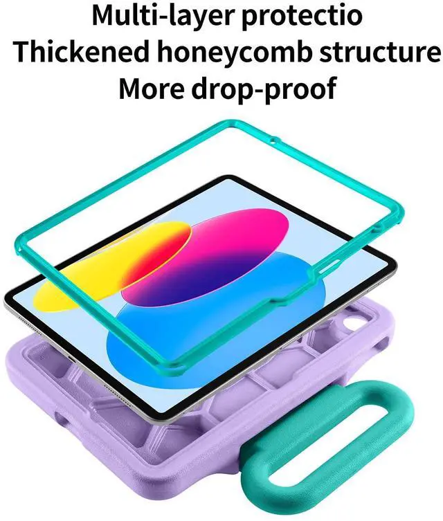 Alt view image 5 of 5 - Kids Case for iPad (A16) 11th/10th Gen 10.9'' 2025/2022,Shockproof Handle Stand Case,Child-Friendly Drop-Proof case for iPad Air 11 Inch(2025) M3/M2,Adjustable Stand for Portrait & Landscape (Purple)