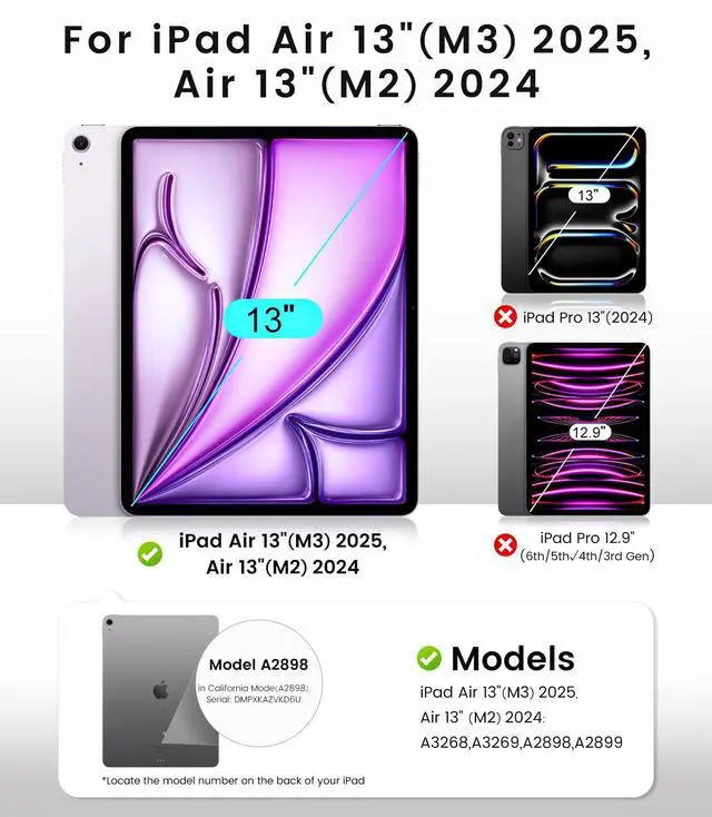 Alt view image 2 of 5 - EZ-GLAZ-2 Pack for iPad Air 13 Inch M3 2025 & M2 2024 (7th/6th Generation) Screen Protector, 9H+ Hardness 12FT Military Grade Shatterproof Long Durable Tempered Glass Film with Flawless Fit Box