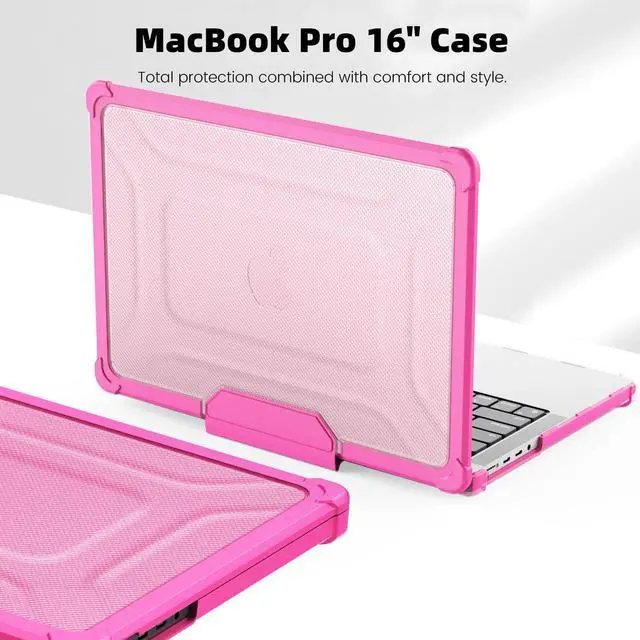 Alt view image 5 of 5 - DTangLsm Compatible for MacBook Pro 16 inch Case 2024 2023-2021 M4 M3 M2 M1 Pro/Max A3403 A3186 A2991 A2780 A2485 Heavy Duty Rugged Shockproof Hard Shell Case with TPU Bumper&Keyboard Cover, Pink