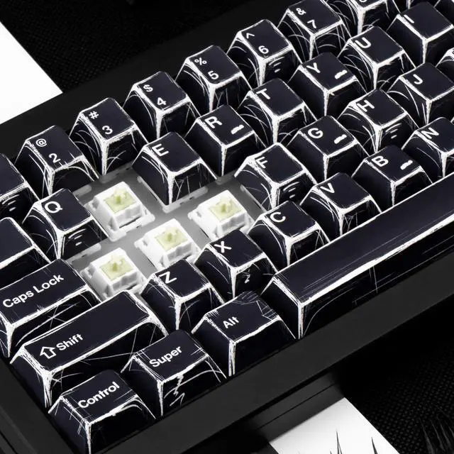 Alt view image 3 of 5 - GEKUCAP PBT Keycaps 136 Keys Manga Theme Custom Keycaps Set, Cherry Profile Dye-Sublimation Black Key Caps for 61/64/68/84/87/100/104/108 Cherry Gateron MX Switches Mechanical Keyboard