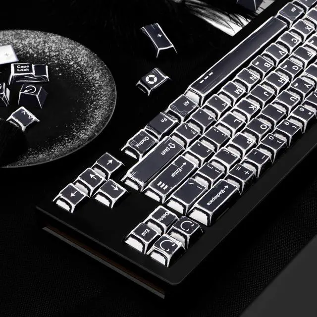 Alt view image 4 of 5 - GEKUCAP PBT Keycaps 136 Keys Manga Theme Custom Keycaps Set, Cherry Profile Dye-Sublimation Black Key Caps for 61/64/68/84/87/100/104/108 Cherry Gateron MX Switches Mechanical Keyboard