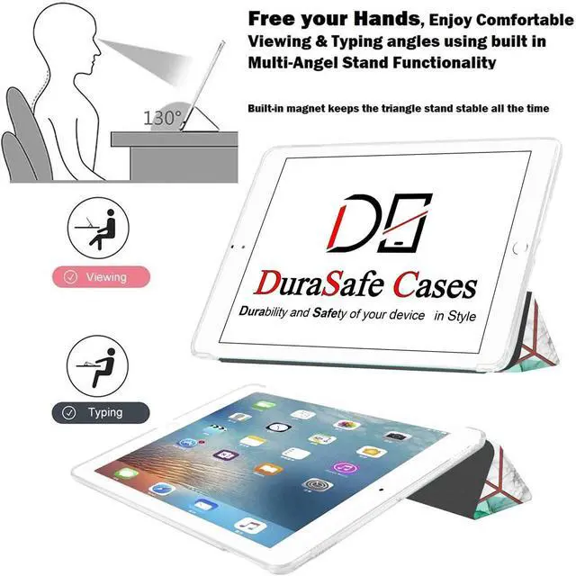 Alt view image 4 of 5 - DuraSafe Cases for iPad Mini 6 8.3 Inch 2021 [ Mini 6th Gen ] A2567 A2568 A2569 Printed Smart Trifold Lightweight Soft Silicone Transparent Front & Back Cover - Marble Green