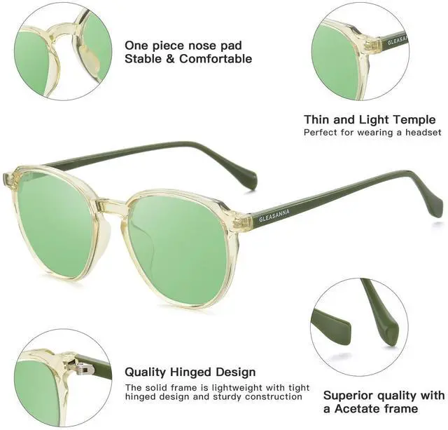 Alt view image 2 of 5 - GLEASANNA Sleep Glasses for 99.9% Blue Light Glasses Dual AR Coatings Green Lens for Computer Gaming Reduce Eyestrain