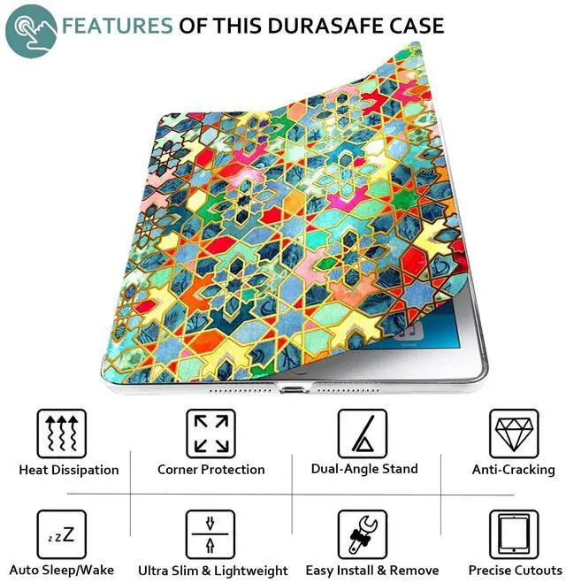 Alt view image 5 of 5 - DuraSafe Cases for iPad PRO 11 1st 2018 [ PRO 11 Inch 1 Generation ] A1980 A1934 A2013 A1979 MU0T2LL/A MU0Y2LL/A MTXN2LL/A MTXP2LL/A Trifold Printed PC Lightweight Clear Back Cover - Damask