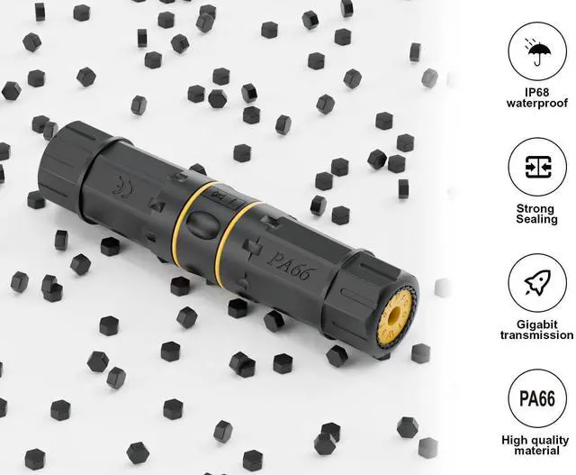 Alt view image 4 of 5 - FGB 10Gbps Shielded IP68 Waterproof RJ45 Coupler Cat7, Ethernet Connector, Outdoor Network LAN Cable PoE, 6-Pack