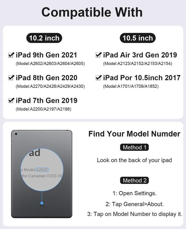 Alt view image 2 of 5 - iPad 9th Generation Case with Keyboard, 10.2 inch Slim Smart Case Built-in Pencil Holder Folio Stand Cover Detachable Bluetooth Keyboard for iPad Keyboard Case 9th/8th/7th and iPad Pro 10.5" (Black)