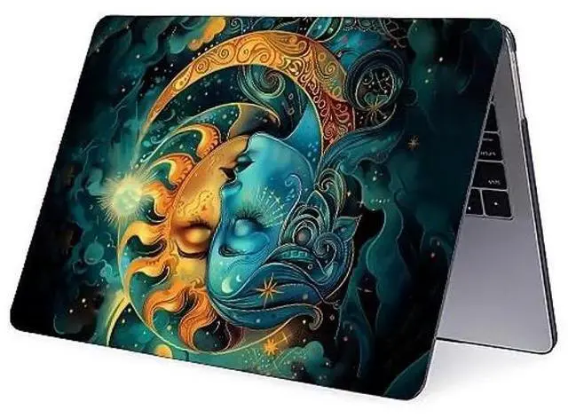Alt view image 3 of 5 - Goodsprout Computer Case for MacBook Air 13.6 Inch Moon Sun Superimposed Colorful Pattern Black Release 2022 Model A2681/A3240 Hard Shell Case Compatible with MacBook Air 13.6 Inch