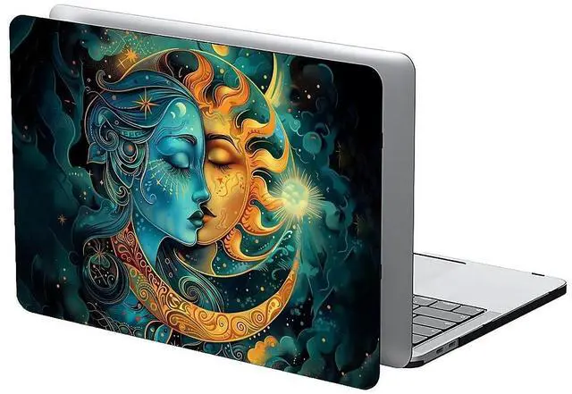 Alt view image 2 of 5 - Goodsprout Computer Case for MacBook Air 13.6 Inch Moon Sun Superimposed Colorful Pattern Black Release 2022 Model A2681/A3240 Hard Shell Case Compatible with MacBook Air 13.6 Inch