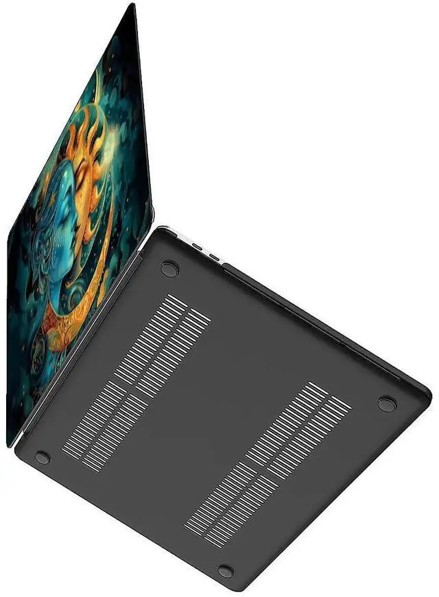 Alt view image 4 of 5 - Goodsprout Computer Case for MacBook Air 13.6 Inch Moon Sun Superimposed Colorful Pattern Black Release 2022 Model A2681/A3240 Hard Shell Case Compatible with MacBook Air 13.6 Inch