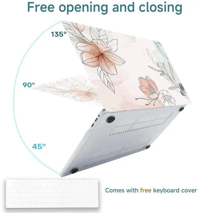 Alt view image 3 of 5 - Fulbrio Arts Compatible with MacBook Pro 16 inch Hard Shell Matte Finish Case Skin,2023 2022 2021 Release A2485/A2991 M1 Pro M1 Max A2780 Slim Matte Finish Hard Shell with Keyboard Cover,Boho Flower