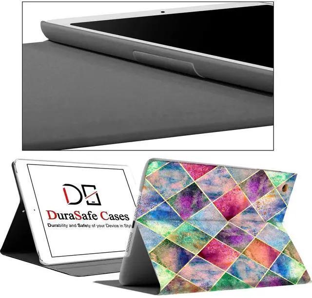 Alt view image 4 of 5 - DuraSafe Case for iPad 9.7 Inch 5/6 Gen 2017/2018 & Air 1 / Air 2 [ A1893 A1954 A1822 A1823 A1566 A1567 A1474 A1475 ] Printed Folio Cover - Diamond Grid