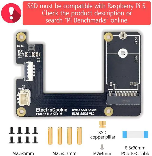 Alt view image 2 of 5 - ElectroCookie Raspberry Pi 5 Case, Aluminum Mini Tower Case with M.2 NVMe SSD PCIe HAT and Active RGB Lighting Cooler (Silver)