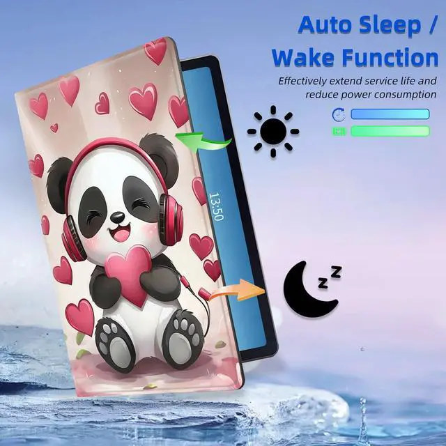 Alt view image 3 of 5 - FQSXFIFN for  Fire Max 11 2023 Release Case 11'' Rotating, Auto Wake Sleep Leather Case for  Fire Max 11 2023 Release Cover Stand Cute Panda for Woman Man